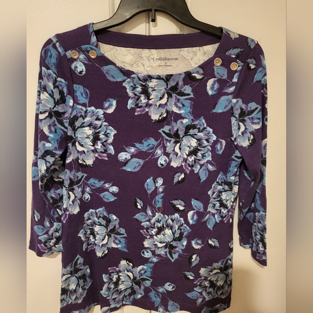 Croft & Barrow Women Shirt Size Small 3/4 Sleeve